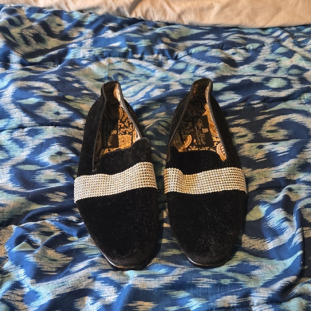 Sleek Black and Silver Slip-On Loafers